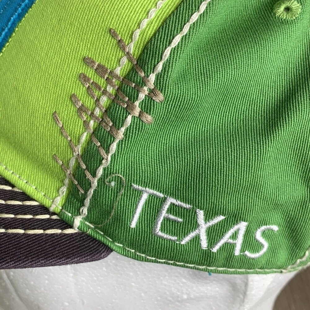 SP1 Raised Patch Blue Letters Ball Cap Green Adj Snapback Embroidery Texas - Picture 4 of 10